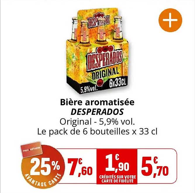 Bière aromatisée DESPERADOS Original - 5,9% vol. Le pack de 6 bouteilles x 33 cl