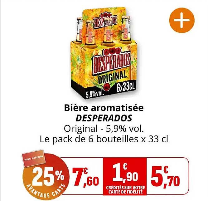 Bière aromatisée DESPERADOS Original - 5,9% vol. Le pack de 6 bouteilles x 33 cl