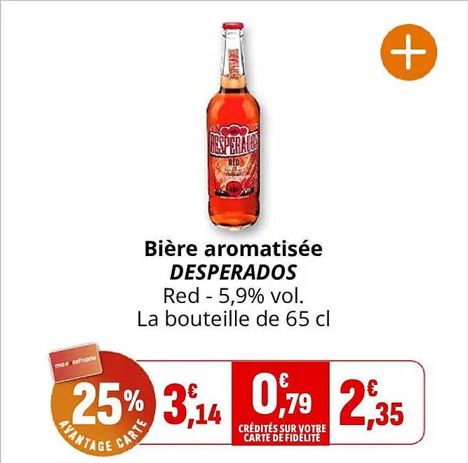 Bière aromatisée DESPERADOS Red - 5,9% vol. La bouteille de 65 cl