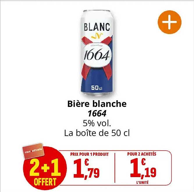 Biere blanche 1664 5% vol. La boite de 50 cl