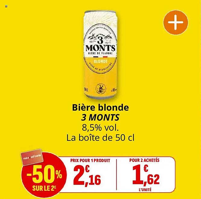 Bière blonde 3 MONTS 8,5% vol. La boîte de 50 cl