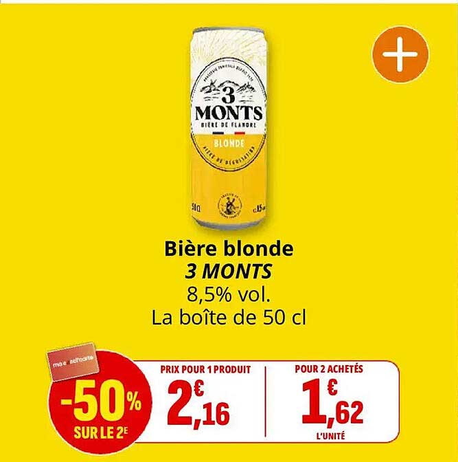 Bière blonde 3 MONTS 8,5% vol. La boîte de 50 cl