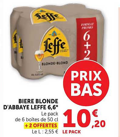 BIERE BLONDE D'ABBAYE LEFFE 6,6°