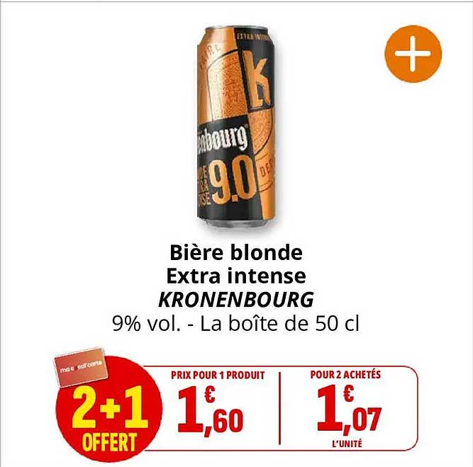 Bière blonde Extra intense KRONENBOURG 9% vol. - La boîte de 50 cl