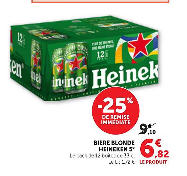 BIERE BLONDE HEINEKEN 5°