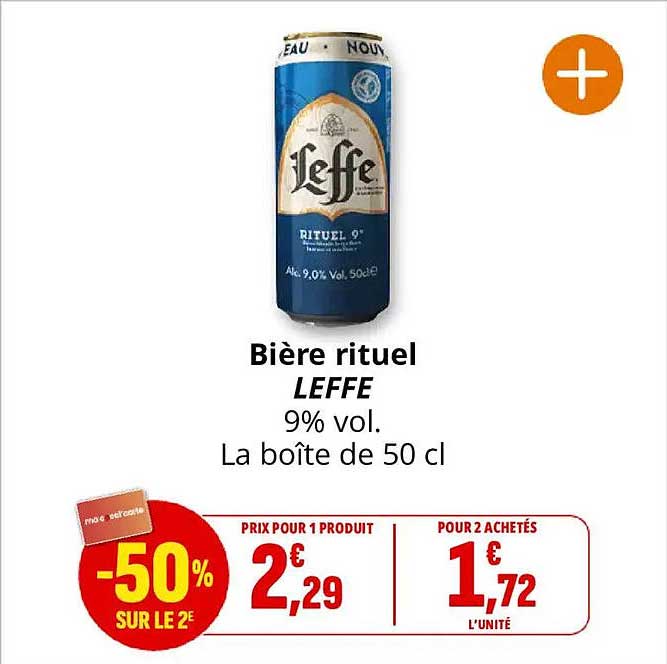 Bière rituel LEFFE 9% vol. La boîte de 50 cl