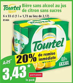 Bière sans alcool au jus de citron sans sucres