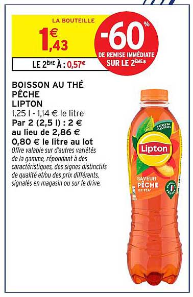 BOISSON AU THÉ PÊCHE LIPTON