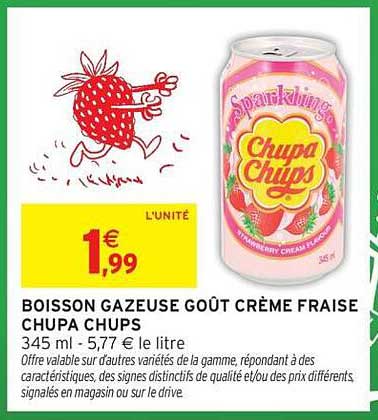 BOISSON GAZEUSE GOÛT CRÈME FRAISE CHUPA CHUPS