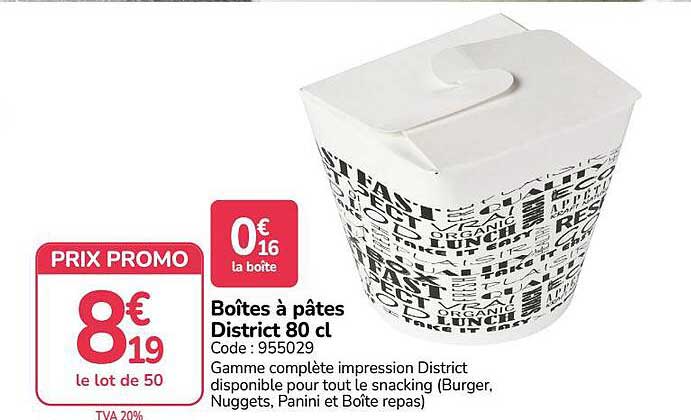 Boîtes à pâtes District 80 cl