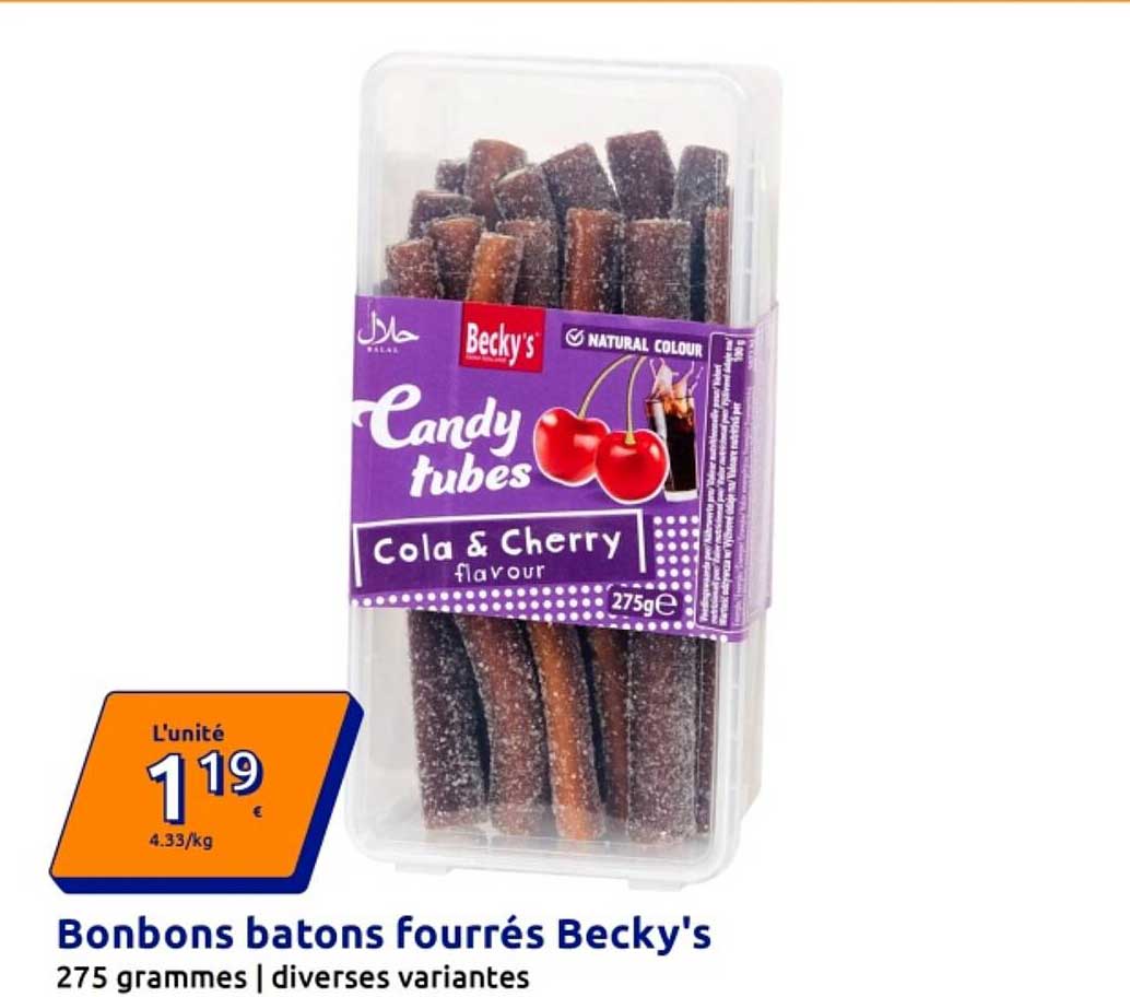 Bonbons batons fourrés Becky's