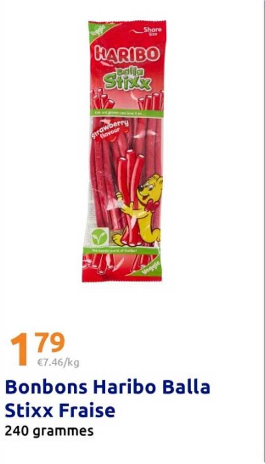 Bonbons Haribo Balla Stixx Fraise