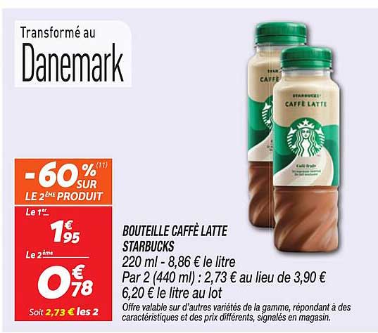 BOUTEILLE CAFFE LATTE STARBUCKS
