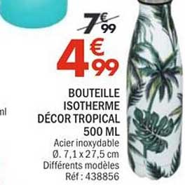BOUTEILLE ISOTHERME DÉCOR TROPICAL 500 ML