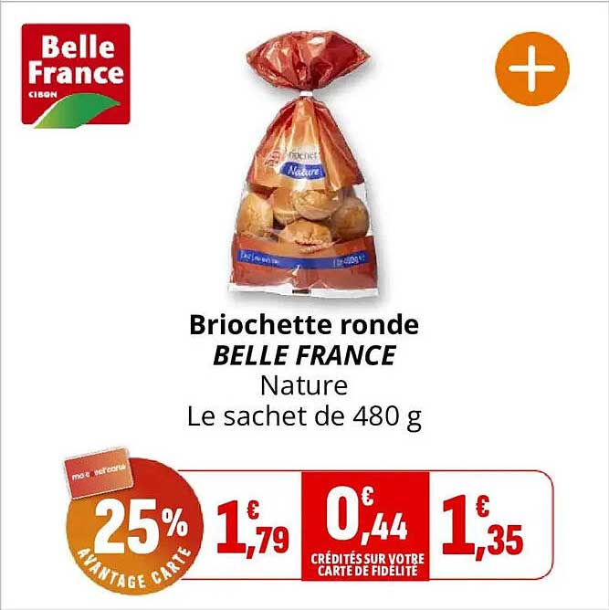 Briochette ronde BELLE FRANCE Nature Le sachet de 480 g