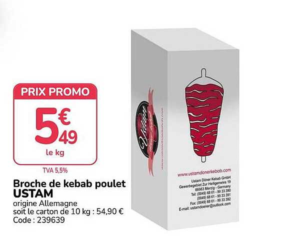 Broche de kebab poulet USTAM