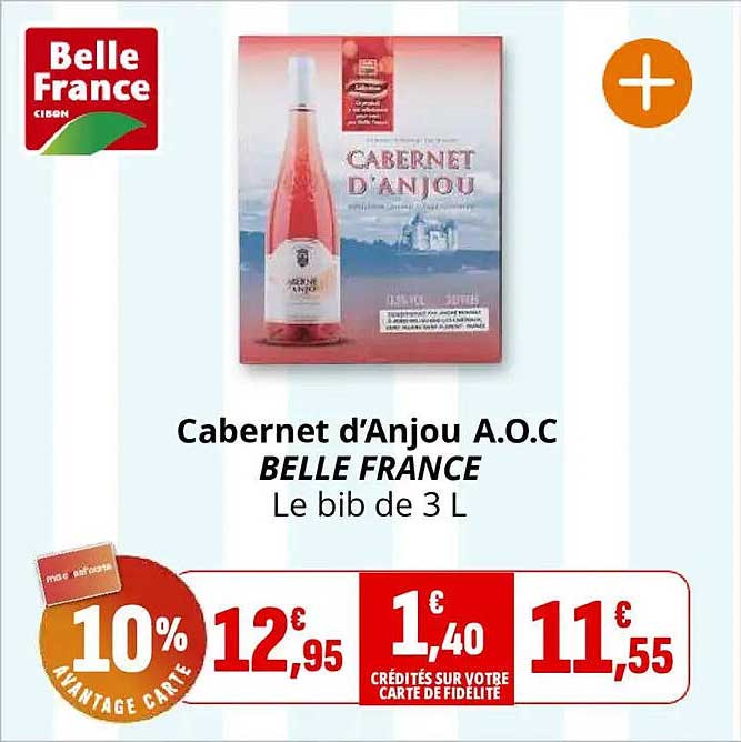 Cabernet d’Anjou A.O.C BELLE FRANCE Le bib de 3 L