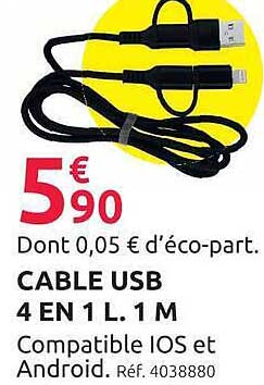 CABLE USB 4 EN 1 L. 1 M