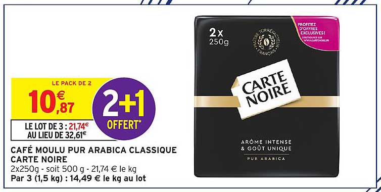 CAFÉ MOULU PUR ARABICA CLASSIQUE CARTE NOIRE