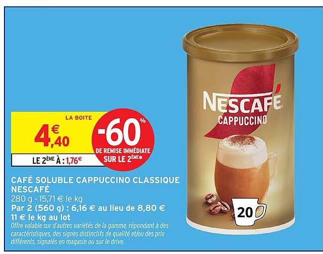 CAFÉ SOLUBLE CAPPUCCINO CLASSIQUE NESCAFÉ