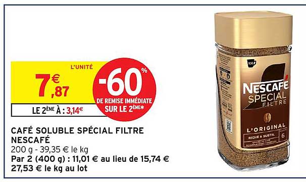 CAFÉ SOLUBLE SPÉCIAL FILTRE NESCAFÉ