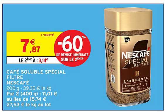 CAFÉ SOLUBLE SPÉCIAL FILTRE NESCAFÉ