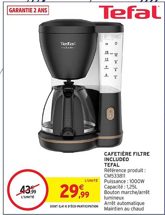 CAFETIERE FILTRE INCLUDEO TEFAL