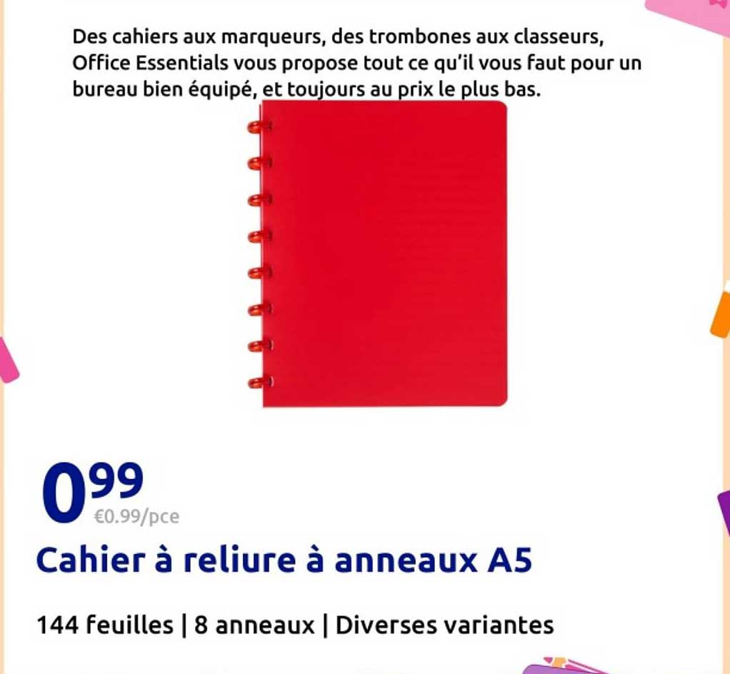 Cahier à reliure à anneaux A5