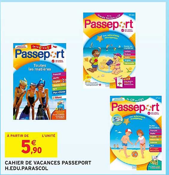 CAHIER DE VACANCES PASSEPORT H.EDU.PARASCOL