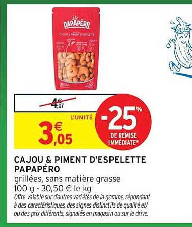 CAJOU & PIMENT D'ESPELETTE PAPAPÉRO