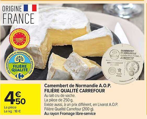 Camembert de Normandie A.O.P. FILIÈRE QUALITÉ CARREFOUR