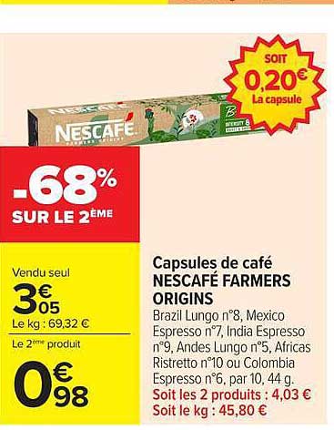 Capsules de café NESCAFÉ FARMERS ORIGINS