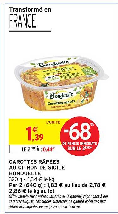CAROTTES RÂPÉES AU CITRON DE SICILE BONDUELLE