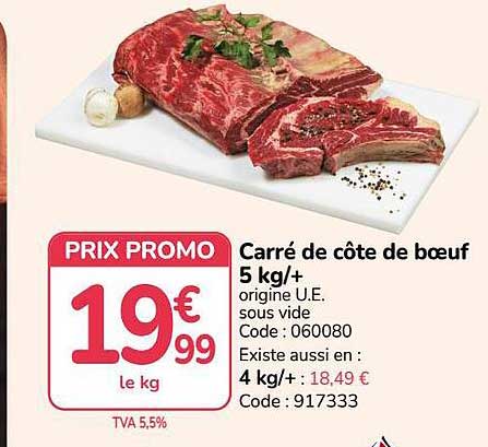 Carré de côte de bœuf 5 kg/+