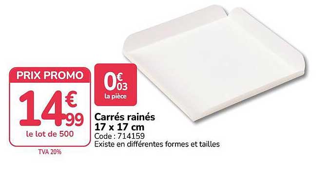 Carrés rainés 17 x 17 cm