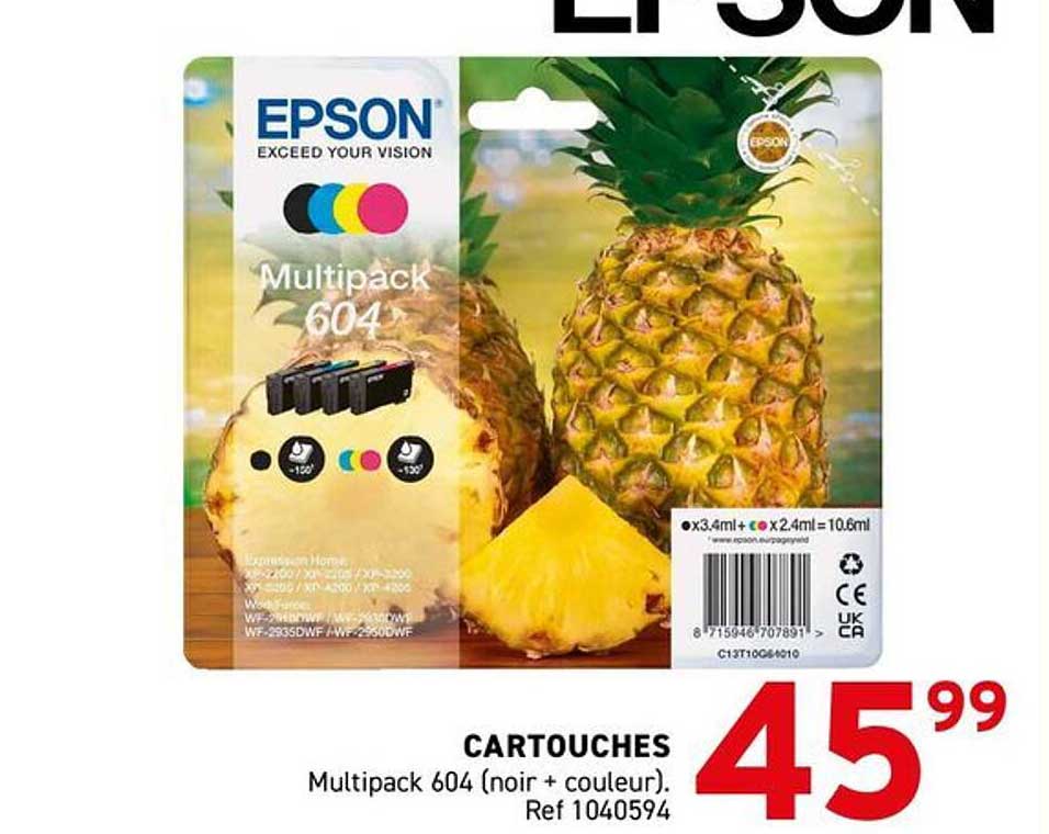 CARTOUCHES Multipack 604 (noir + couleur). Ref 1040594