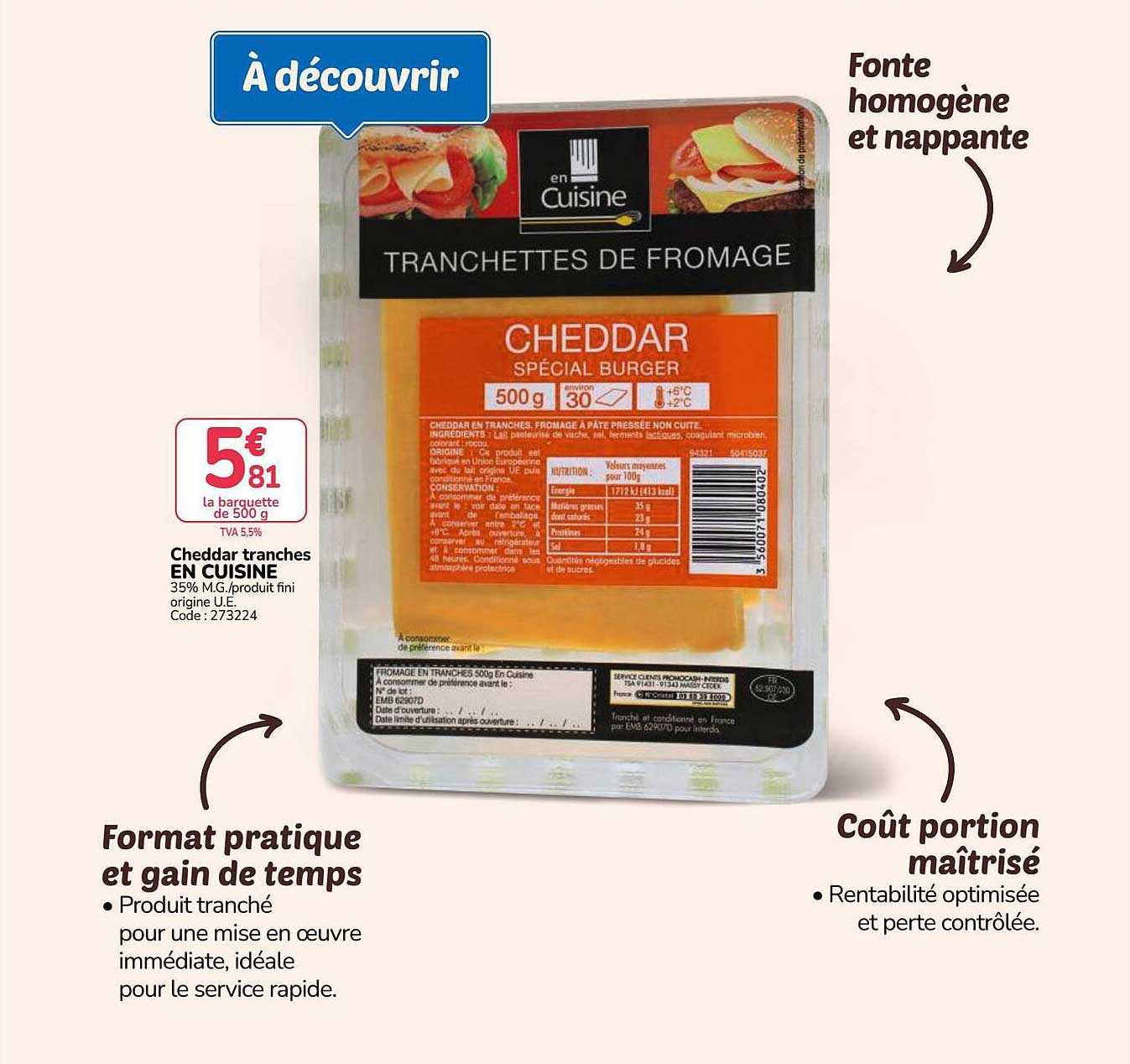 Cheddar tranches EN CUISINE