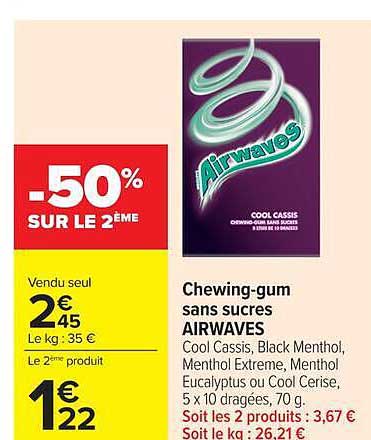 Chewing-gum sans sucres AIRWAVES