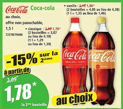Coca-cola au choix, offre non panachable, 1,5 l