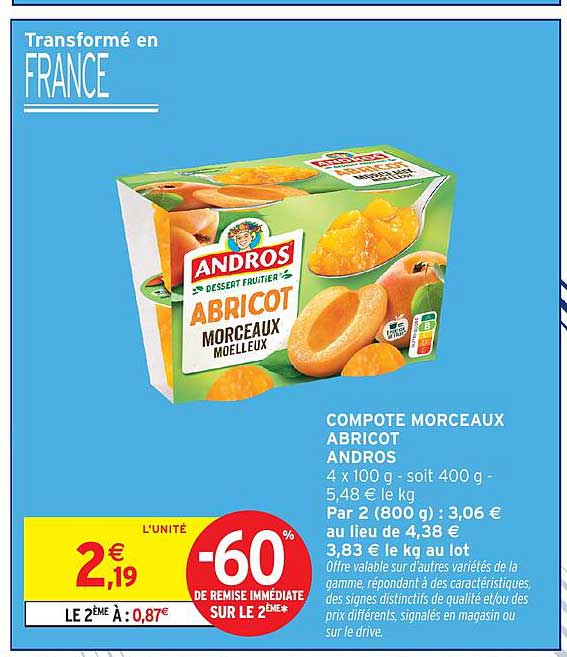 COMPOTE MORCEAUX ABRICOT ANDROS