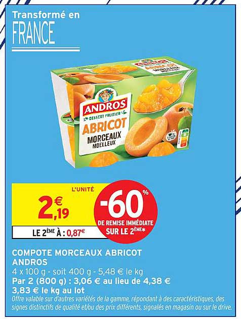 COMPOTE MORCEAUX ABRICOT ANDROS