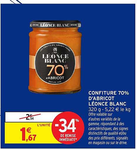 CONFITURE 70% D'ABRICOT LÉONCE BLANC
