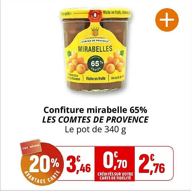 Confiture mirabelle 65% LES COMTES DE PROVENCE Le pot de 340 g