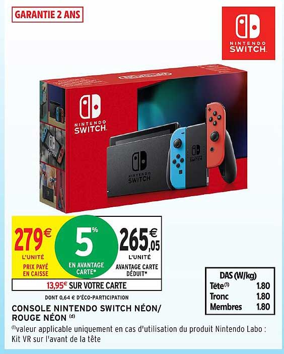CONSOLE NINTENDO SWITCH NÉON/ROUGE NÉON