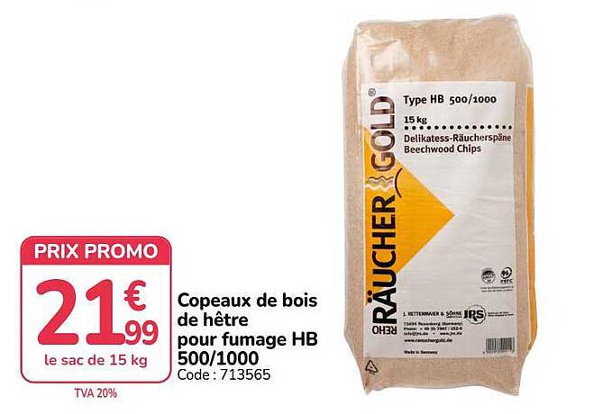 Copeaux de bois de hêtre pour fumage HB 500/1000