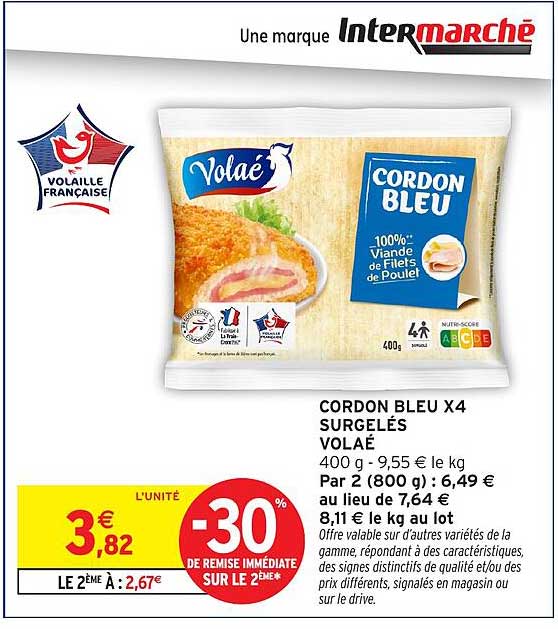 CORDON BLEU X4 SURGELÉS VOLAÉ 400 g