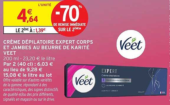 CRÈME DÉPILATOIRE EXPERT CORPS ET JAMBES AU BEURRE DE KARITÉ VEET