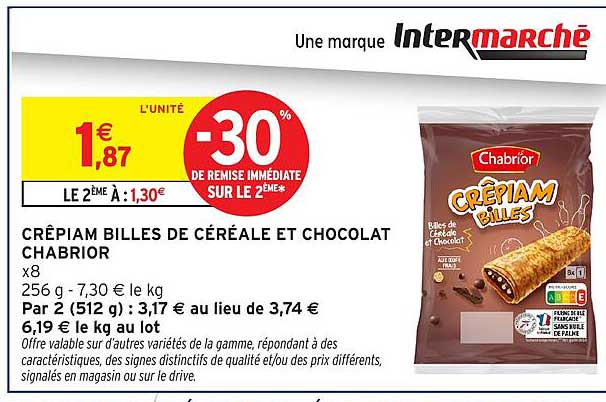 CRÉPIAM BILLES DE CÉRÉALE ET CHOCOLAT CHABRIOR