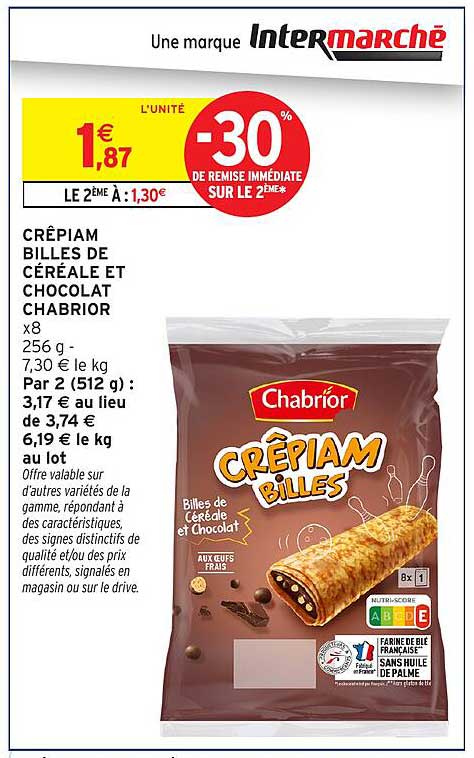 CRÉPIAM BILLES DE CÉRÉALE ET CHOCOLAT CHABRIOR