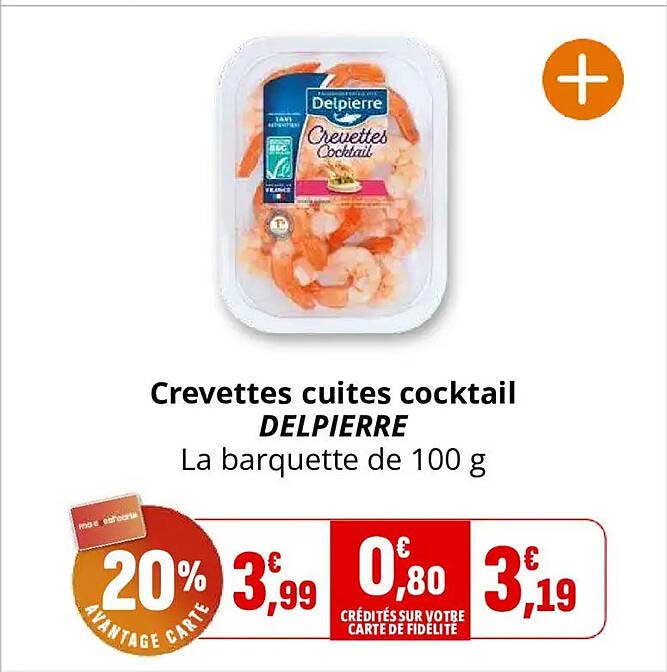 Crevettes cuites cocktail DELPIERRE La barquette de 100 g
